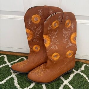 Brown Embroidered Cowboy Boots